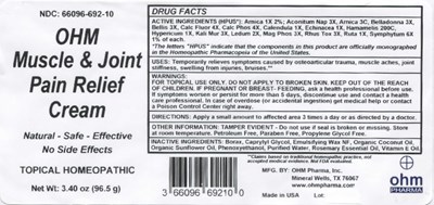 3.40oz Tube Label (Muscle   Joint Pain Relief Cream)